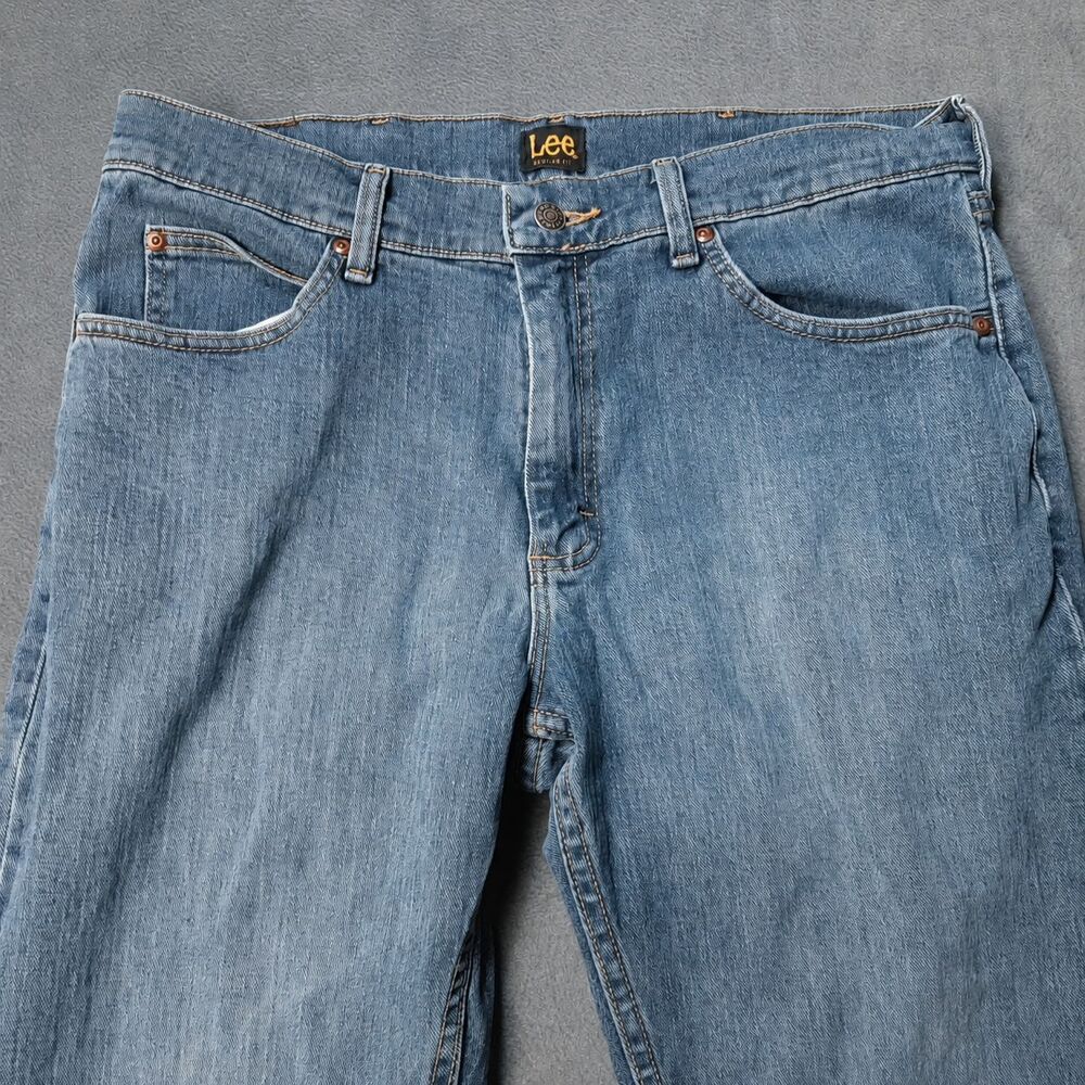 Lee Jeans Mens 34x32 Blue Denim Casual Medium Wash Straight Leg Regular Fit